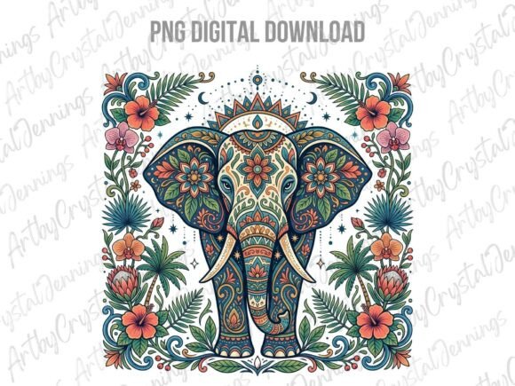 Bohemian Floral Elephant Animal PNG: A Designer's Go-To