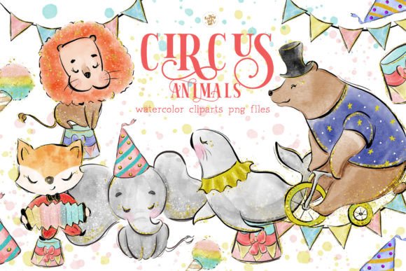 Circus Animal Watercolor Cliparts: Whimsy for Modern Projects