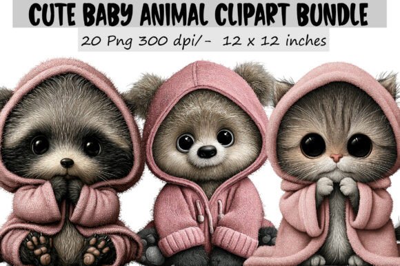 Cute Baby Animal Clipart Bundle for Heartwarming Designs