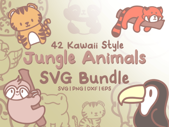 Cute Kawaii Jungle Animal SVGs: 42 Adorable Designs for Your Projects