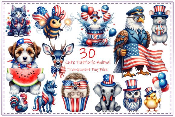 Cute Patriotic Animal Clipart Bundle: Your Go-To Design Asset