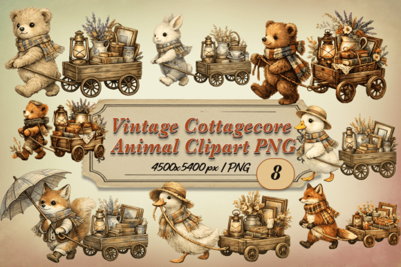 Embracing Nostalgia with Vintage Cottagecore Animal Clipart PNG