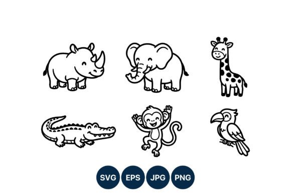 Exploring the Charm of Cute Safari Animal Vector Line Art