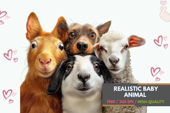 Funny Farm Animal Friends Portrait: A Designer's Playful Asset