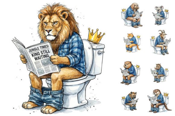 Grumpy Animal Toilet Clipart: Designs That Get a Laugh