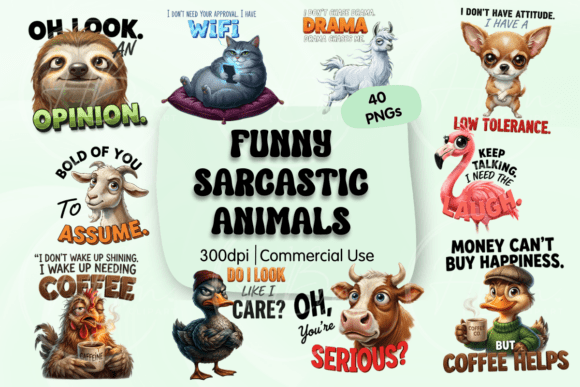 Sarcastic Animal PNG Clipart: Unleash Irreverent Humor in Your Designs